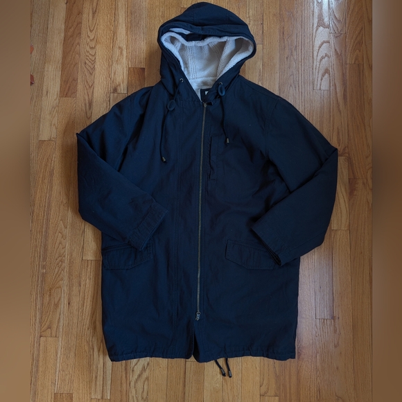 Garnet Hill Black Cream 2-in-1 Sherpa Lined Winter Coat - Picture 2 of 9